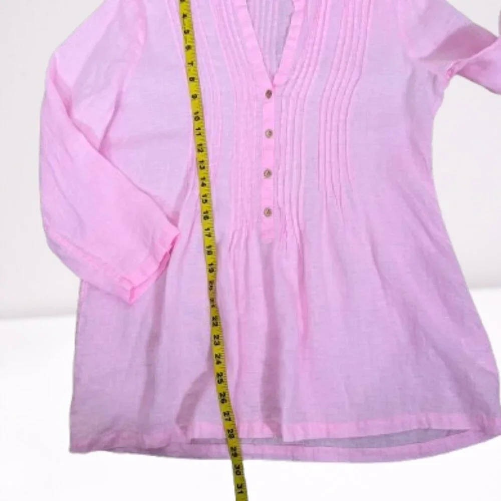 Lilly Pulitzer Sarasota Linen Tunic Top Size M Baby Pink - Picture 9 of 10